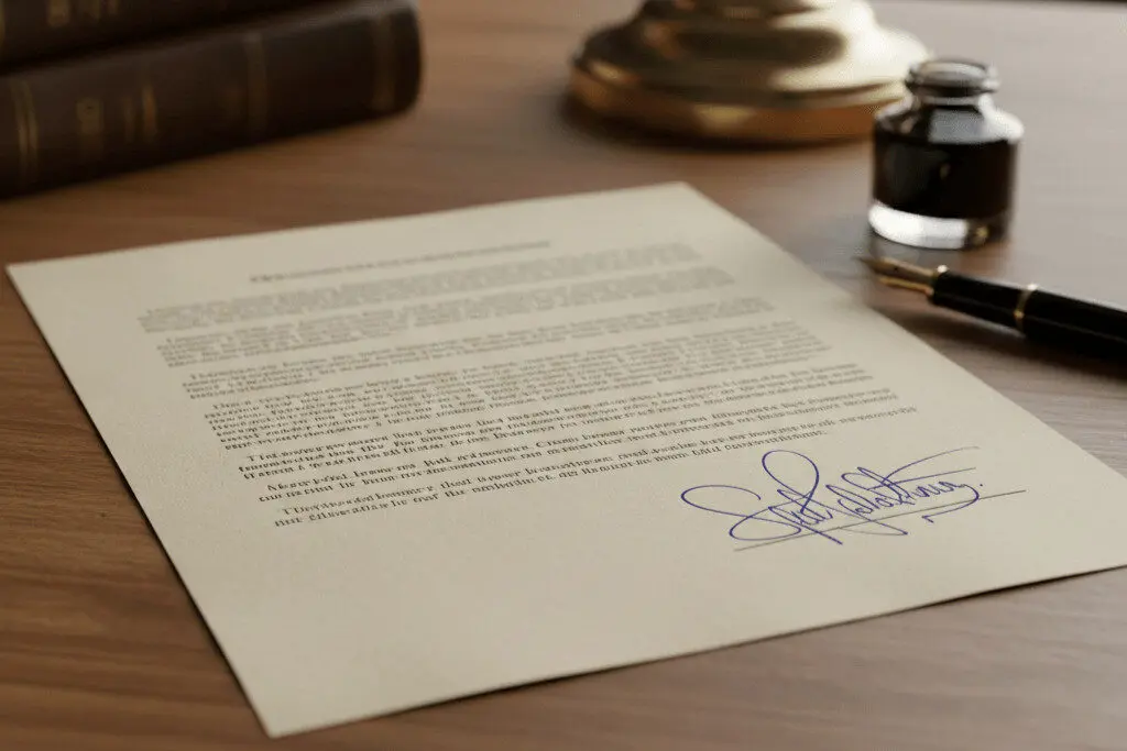 tanda tangan di atas dokumen